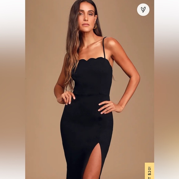 Lulus Perfect Date Black Scalloped Bodycon Dress - Picture 1 of 6